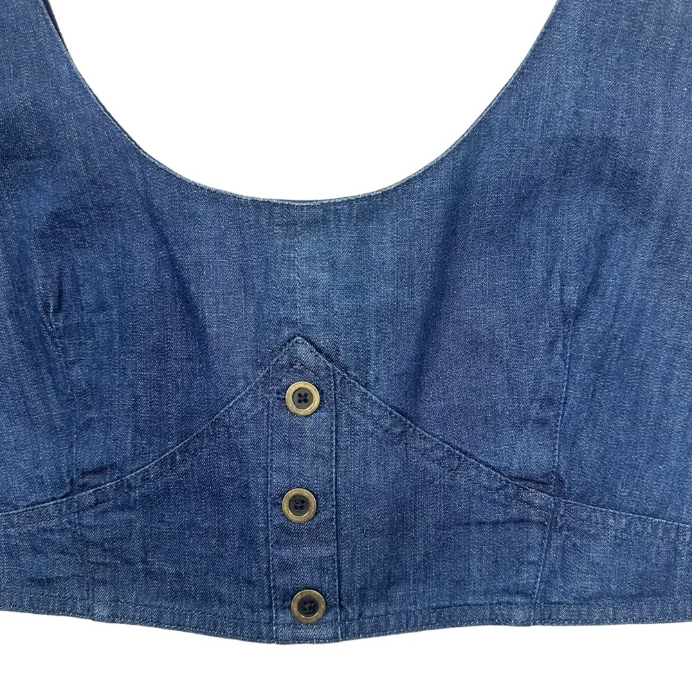 Banana Republic Denim Corset Crop Top Size 14 Western Rodeo Cowgirl Ranch - Picture 3 of 8
